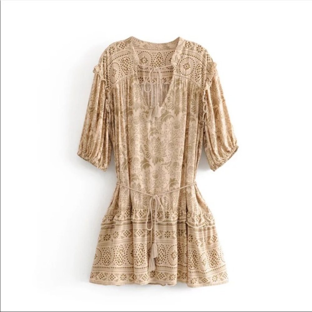 New Boho Gypsy Tunic Cotton Summer Beach Dress - Picture 10 of 16